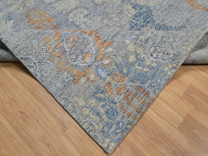 Transitional hand-knotted wool/silk rug in Gray, 7'11" x 10' — SKU O091443 (view 6)
