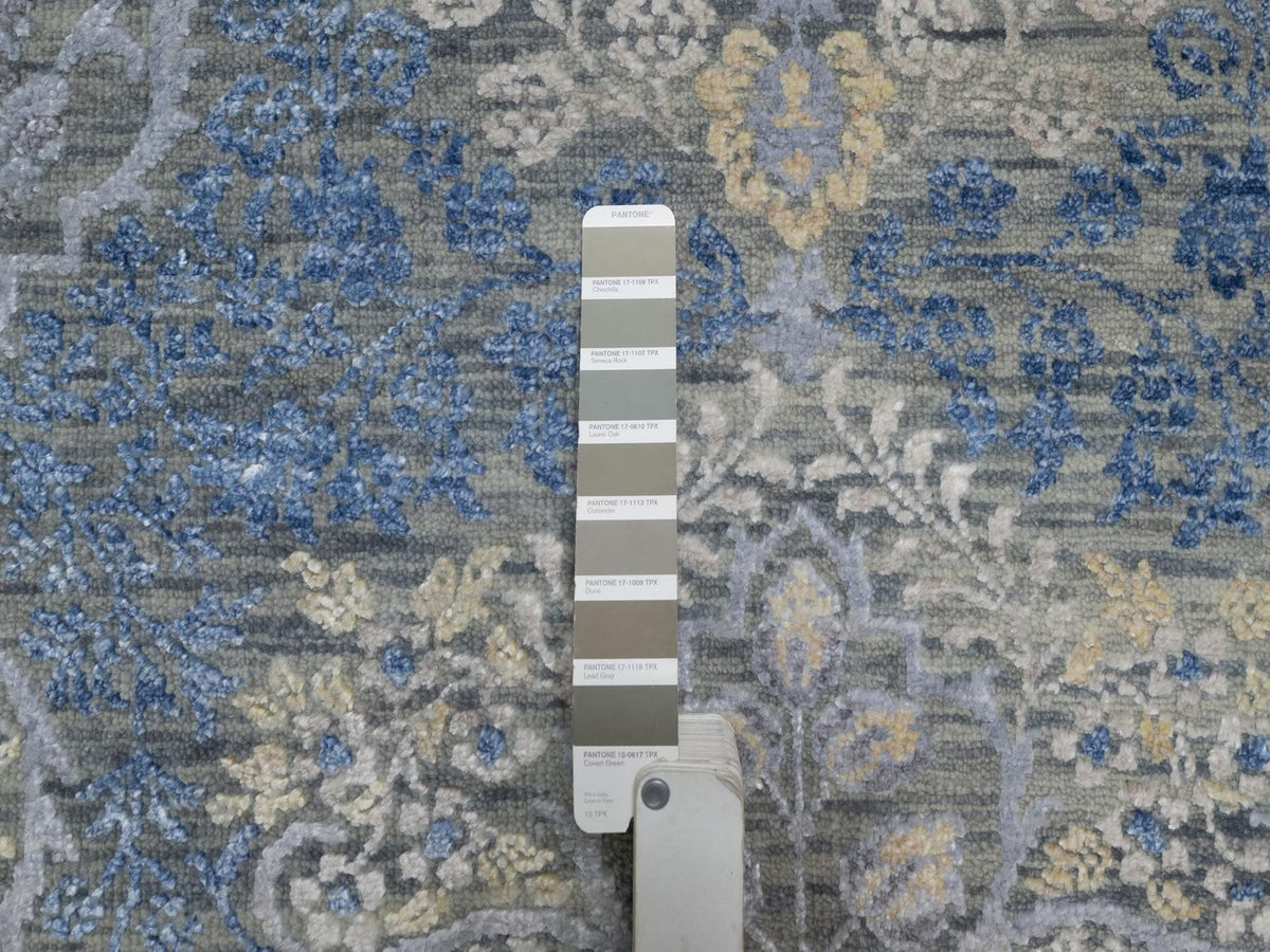 Transitional hand-knotted wool/silk rug in Gray, 7'11" x 10' — SKU O091443 (view 7)