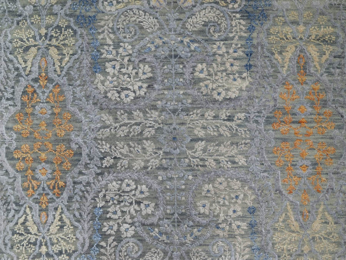 Transitional hand-knotted wool/silk rug in Gray, 7'11" x 10' — SKU O091443 (view 8)