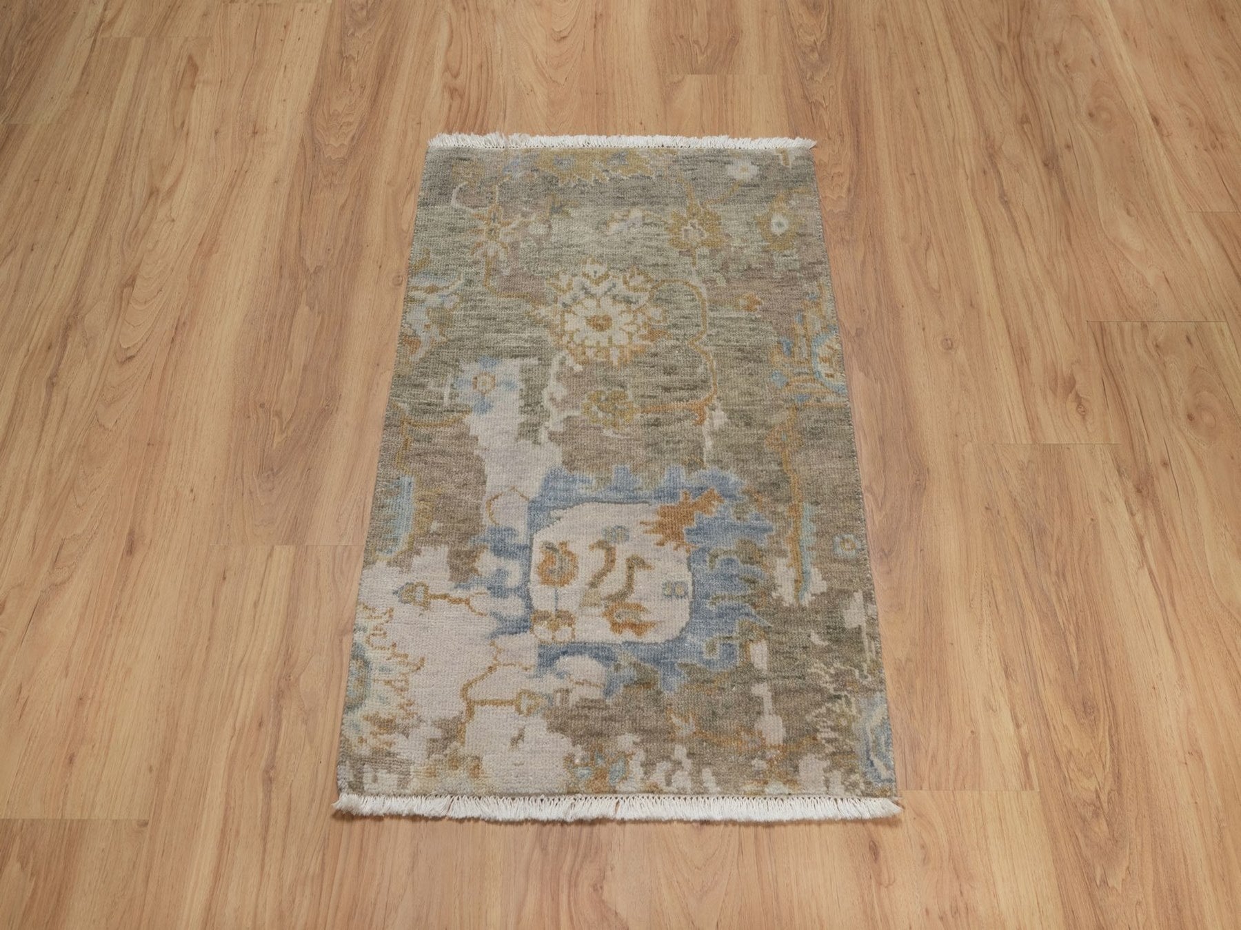 Brown 2'0" x 3'0" Oushak And Peshawar Hand knotted Wool Rug - Sku: O091449