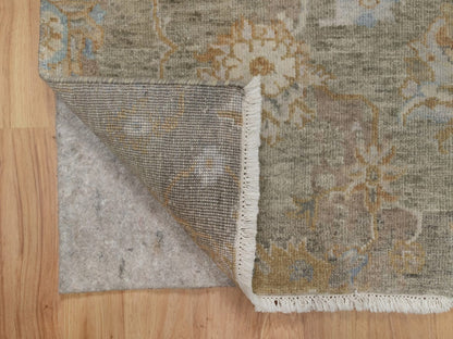 Brown 2'0" x 3'0" Oushak And Peshawar Hand knotted Wool Rug - Sku: O091449