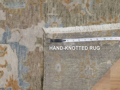 Brown 2'0" x 3'0" Oushak And Peshawar Hand knotted Wool Rug - Sku: O091449
