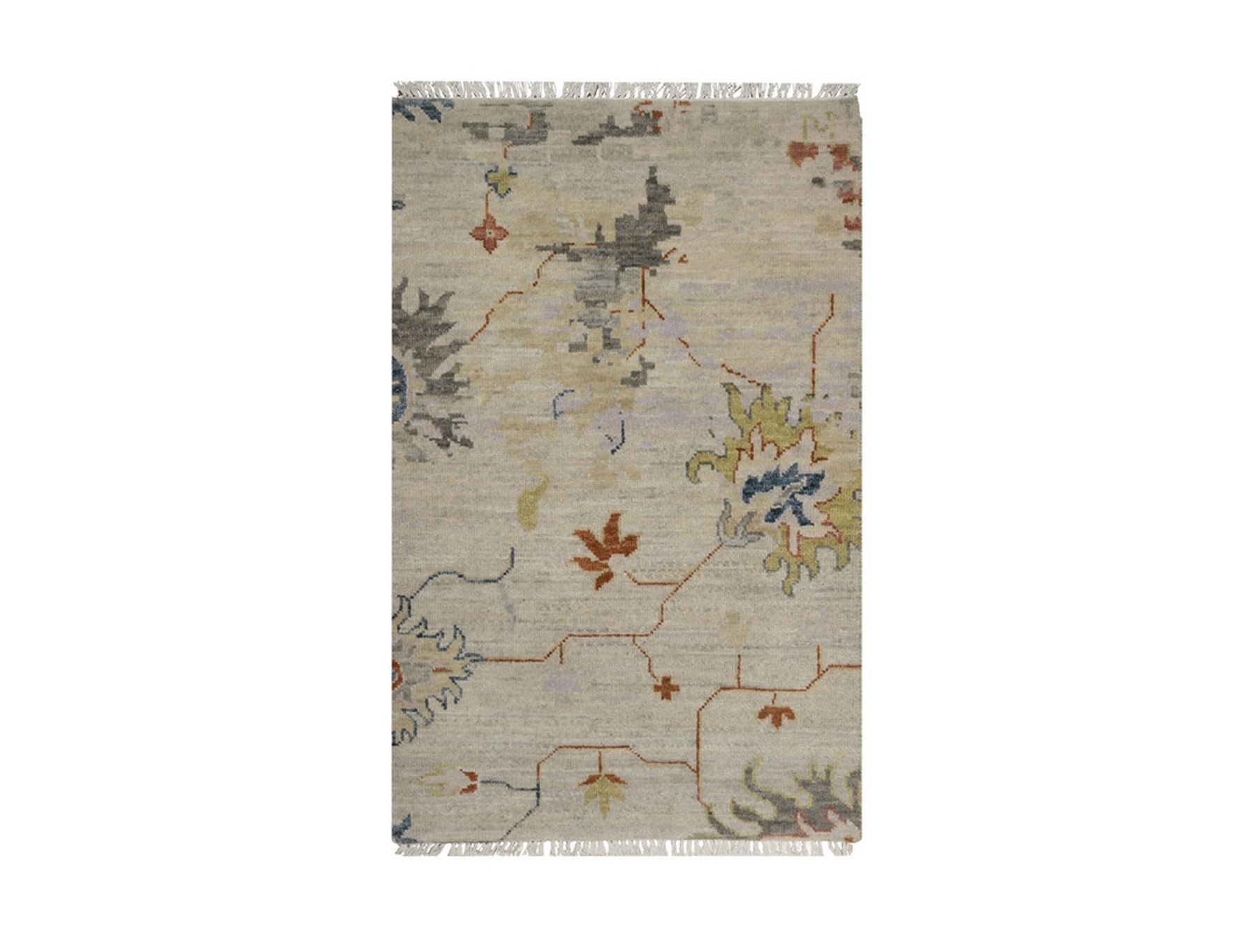Ivory 2'1" x 3'4" Oushak And Peshawar Hand knotted Wool Rug - Sku: O091451