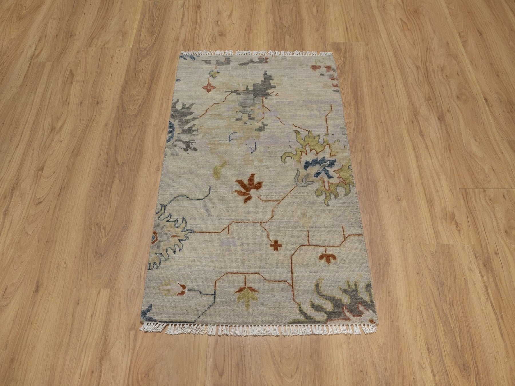 Ivory 2'1" x 3'4" Oushak And Peshawar Hand knotted Wool Rug - Sku: O091451