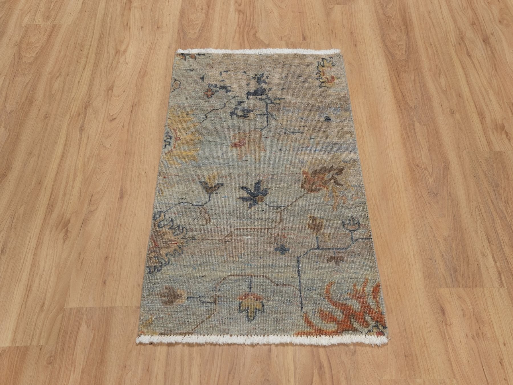 Grey 2'1" x 3'0" Oushak And Peshawar Hand knotted Wool Rug - Sku: O091455