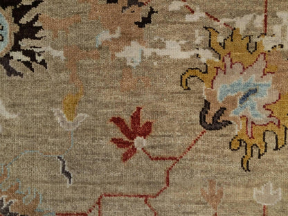 Brown 2'1" x 3'2" Oushak And Peshawar Hand knotted Wool Rug - Sku: O091457