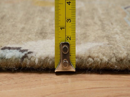 Brown 2'1" x 3'2" Oushak And Peshawar Hand knotted Wool Rug - Sku: O091457