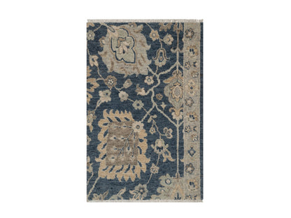 Blue 2'0" x 3'1" Oushak And Peshawar Hand knotted Wool Rug - Sku: O091459