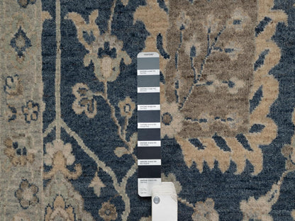 Blue 2'0" x 3'1" Oushak And Peshawar Hand knotted Wool Rug - Sku: O091459