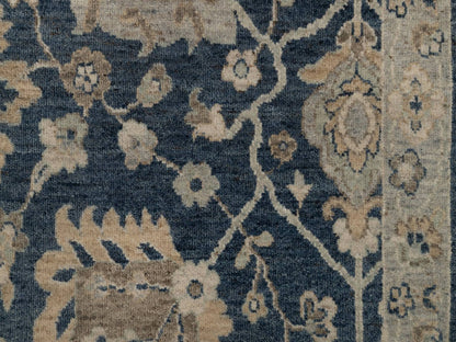 Blue 2'0" x 3'1" Oushak And Peshawar Hand knotted Wool Rug - Sku: O091459