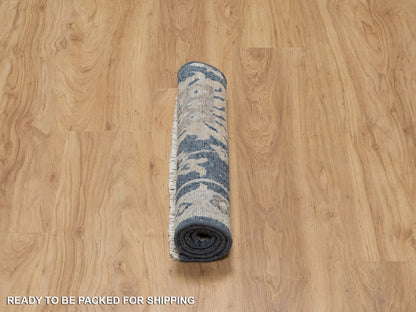 Blue 2'0" x 3'1" Oushak And Peshawar Hand knotted Wool Rug - Sku: O091459