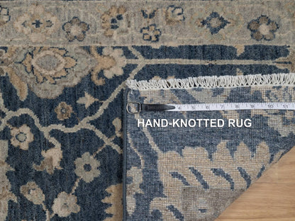 Blue 2'0" x 3'1" Oushak And Peshawar Hand knotted Wool Rug - Sku: O091459