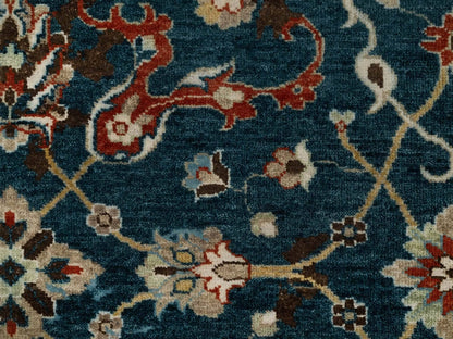 Blue 2'1" x 3'0" Oushak And Peshawar Hand knotted Wool Rug - Sku: O091461