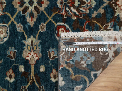 Blue 2'1" x 3'0" Oushak And Peshawar Hand knotted Wool Rug - Sku: O091461