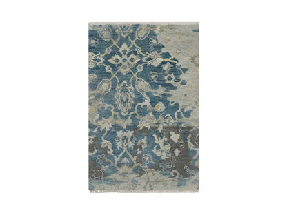 Blue 2'0" x 3'1" Oushak And Peshawar Hand knotted Wool Rug - Sku: O091462