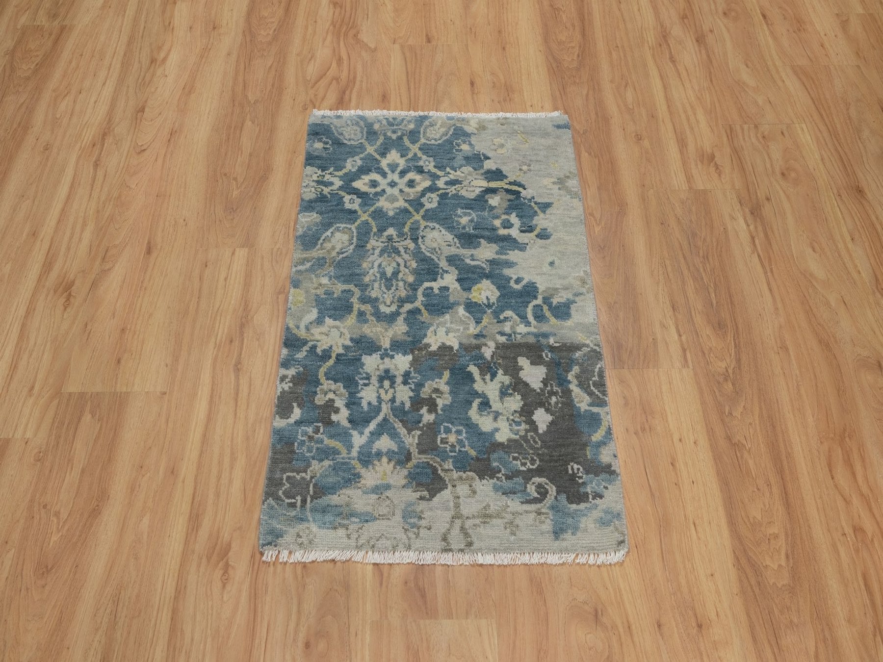Blue 2'0" x 3'1" Oushak And Peshawar Hand knotted Wool Rug - Sku: O091462
