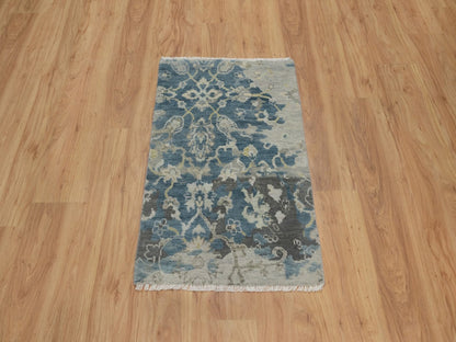 Blue 2'0" x 3'1" Oushak And Peshawar Hand knotted Wool Rug - Sku: O091462
