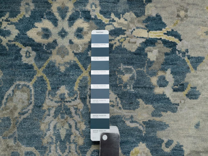 Blue 2'0" x 3'1" Oushak And Peshawar Hand knotted Wool Rug - Sku: O091462