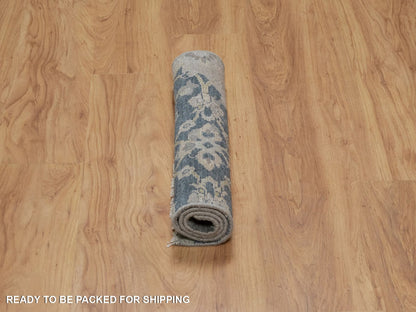 Blue 2'0" x 3'1" Oushak And Peshawar Hand knotted Wool Rug - Sku: O091462