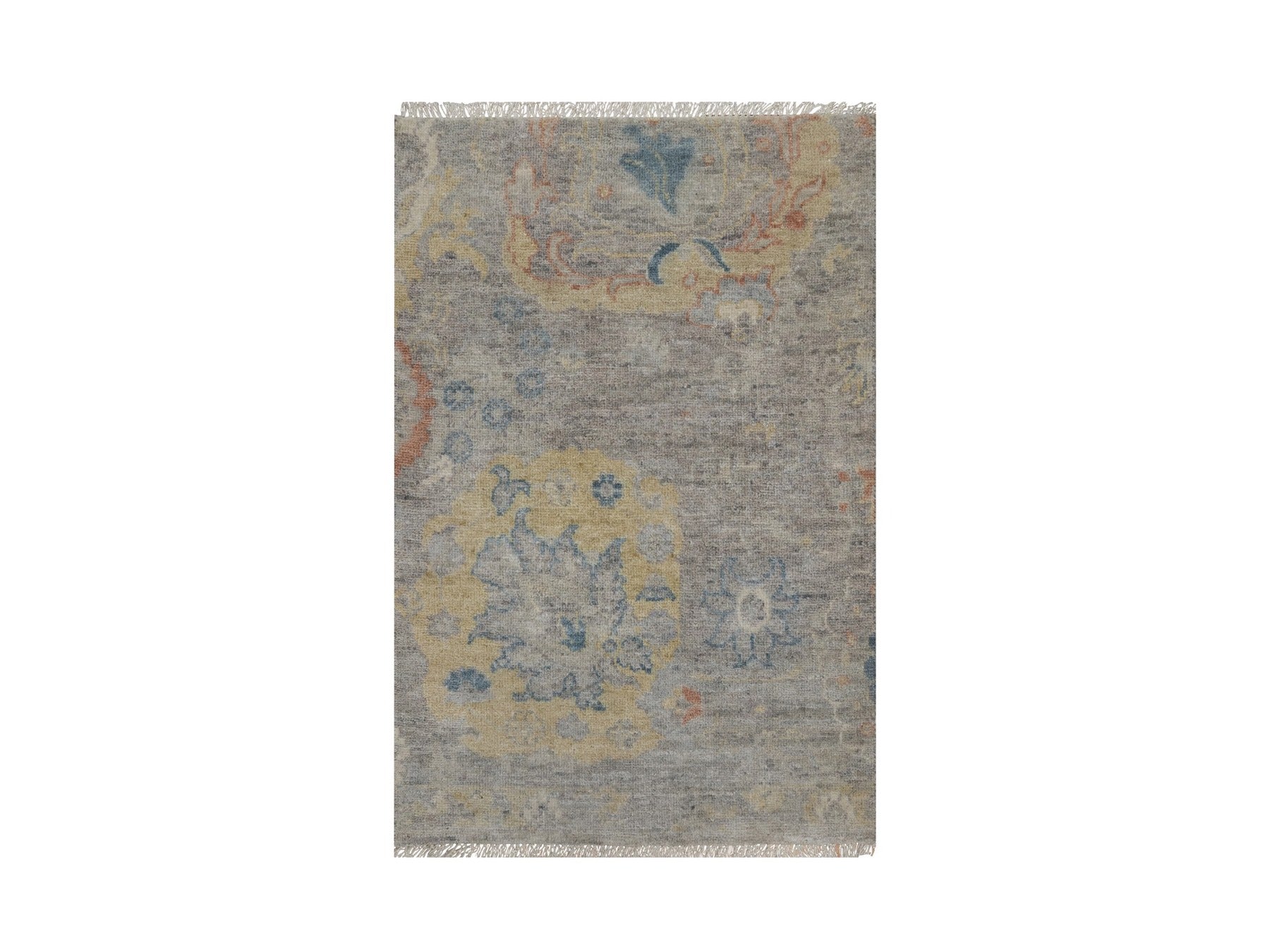 Beige 2'0" x 3'1" Oushak And Peshawar Hand knotted Wool Rug - Sku: O091463