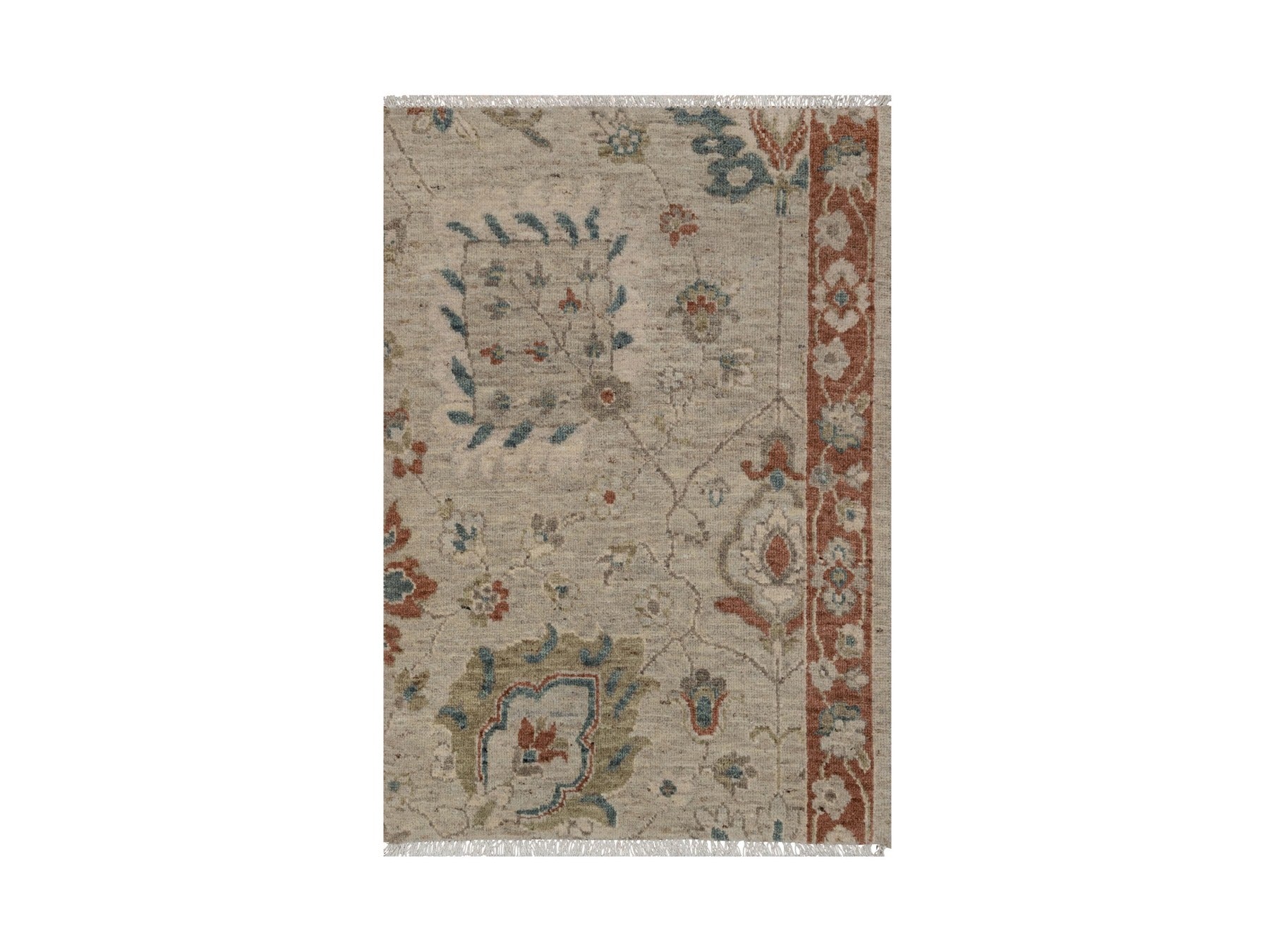 Beige 2'2" x 3'1" Oushak And Peshawar Hand knotted Wool Rug - Sku: O091464
