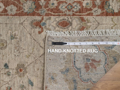 Beige 2'2" x 3'1" Oushak And Peshawar Hand knotted Wool Rug - Sku: O091464