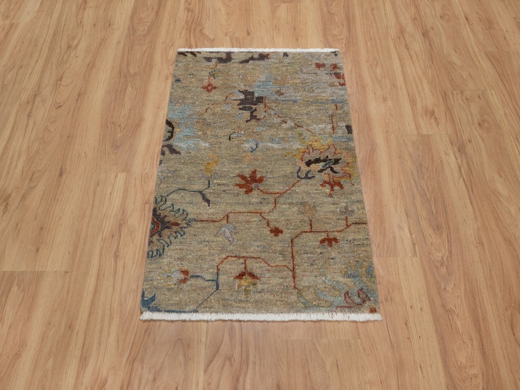Brown 2'1" x 3'1" Oushak And Peshawar Hand knotted Wool Rug - Sku: O091466