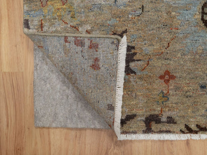 Brown 2'1" x 3'1" Oushak And Peshawar Hand knotted Wool Rug - Sku: O091466