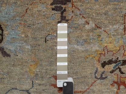 Brown 2'1" x 3'1" Oushak And Peshawar Hand knotted Wool Rug - Sku: O091466
