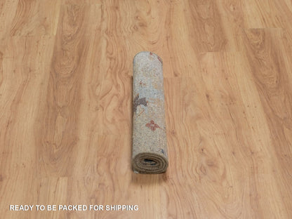 Brown 2'1" x 3'1" Oushak And Peshawar Hand knotted Wool Rug - Sku: O091466