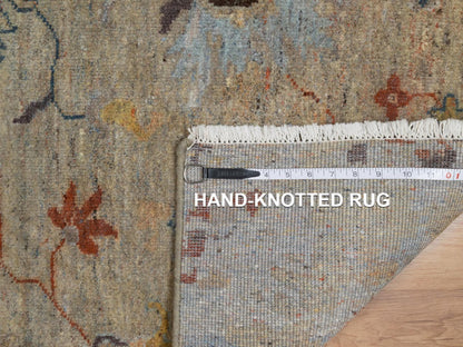 Brown 2'1" x 3'1" Oushak And Peshawar Hand knotted Wool Rug - Sku: O091466