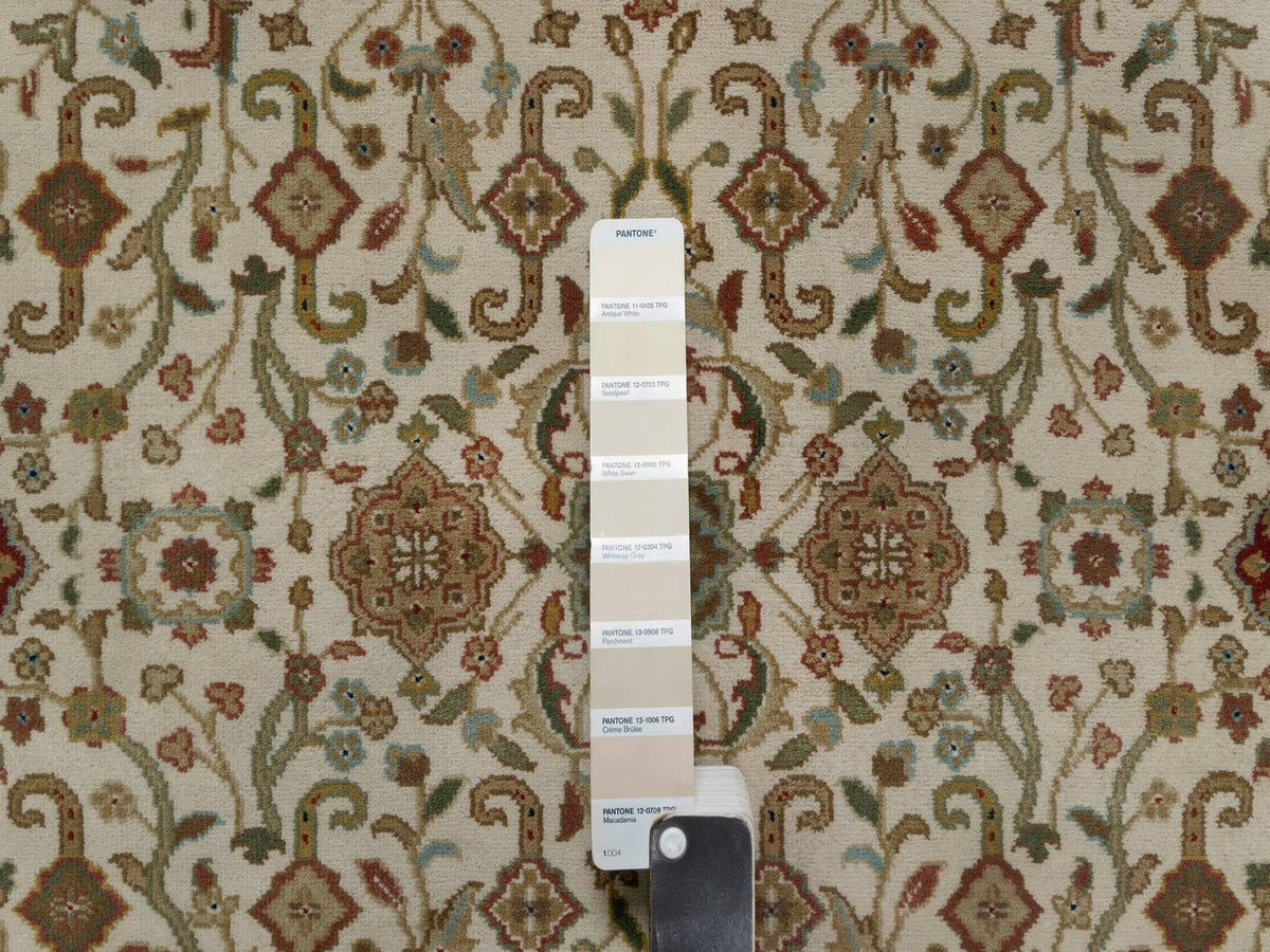 Kashan Fine Oriental hand-knotted wool runner in Ivory & Blue, 3' x 15'6" — SKU O091474 (view 4)