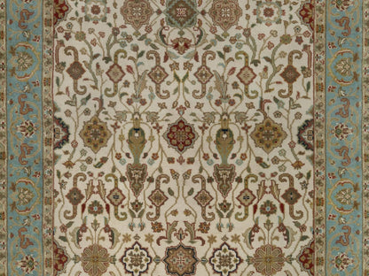 Kashan Fine Oriental hand-knotted wool runner in Ivory & Blue, 3' x 15'6" — SKU O091474 (view 5)