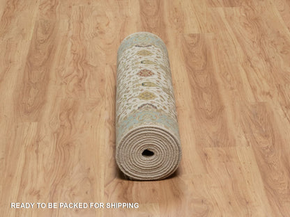 Ivory 3'0" x 15'6" Fine Oriental Hand knotted Wool Rug - Sku: O091474