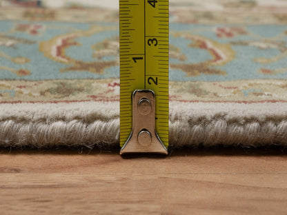 Kashan Fine Oriental hand-knotted wool runner in Ivory & Blue, 3' x 15'6" — SKU O091474 (view 7)