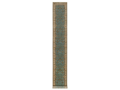 Blue 2'9" x 19'8" Fine Oriental Hand knotted Wool Rug - Sku: O091477