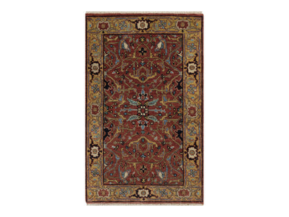 Heriz Heriz hand-knotted wool rug in Red & Gold, 2'1" x 3'3" — SKU O091484