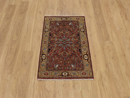 Heriz Heriz hand-knotted wool rug in Red & Gold, 2'1" x 3'3" — SKU O091484 (view 2)