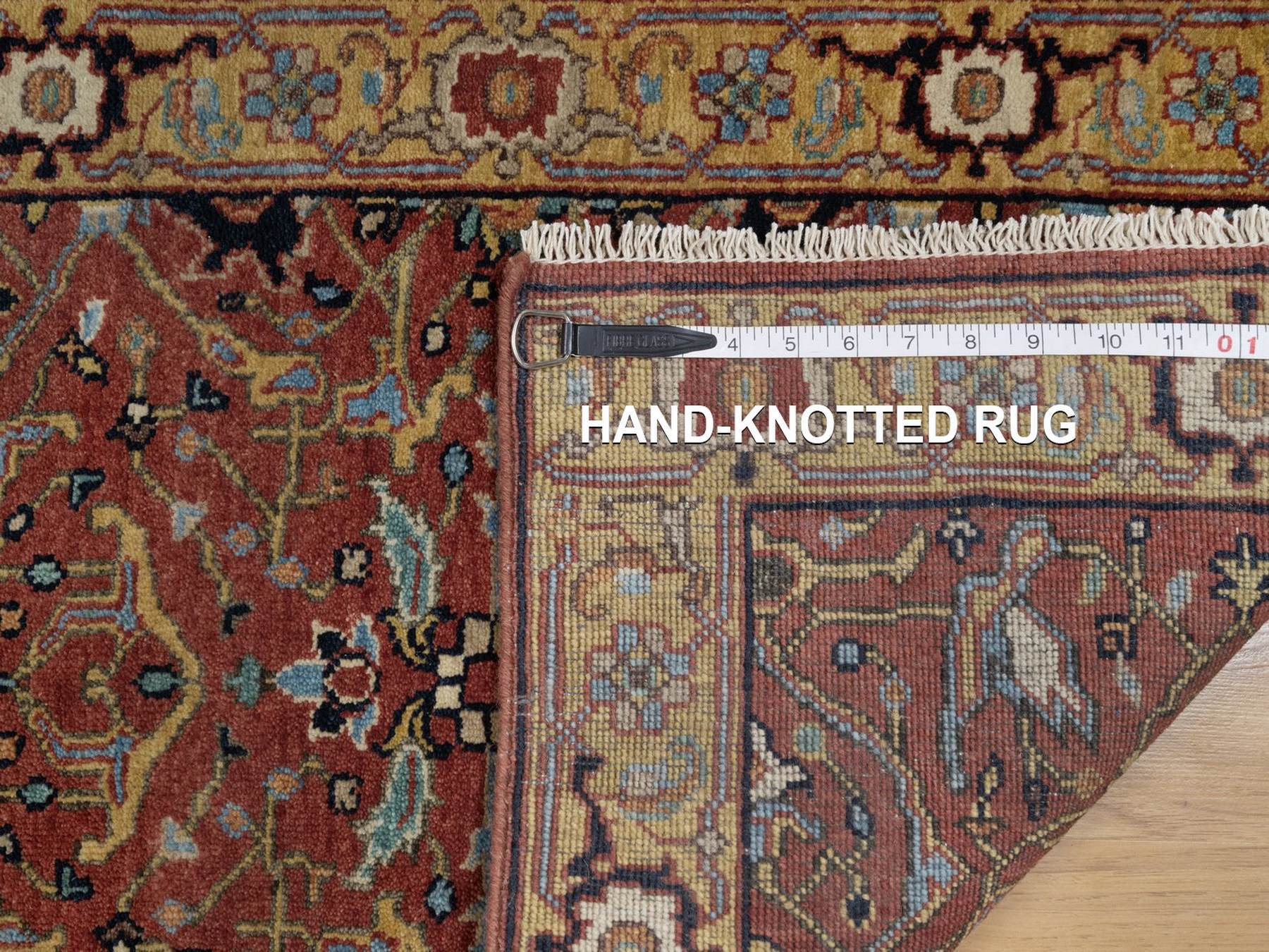 Heriz Heriz hand-knotted wool rug in Red & Gold, 2'1" x 3'3" — SKU O091484 (view 8)