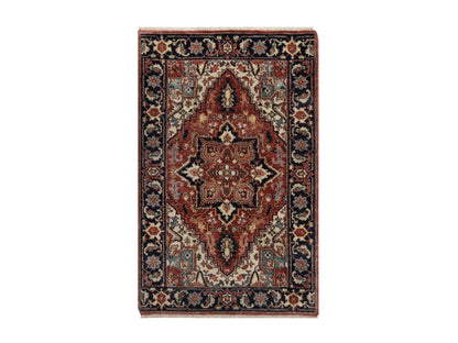 Red 2'0" x 3'0" Heriz Hand knotted Wool Rug - Sku: O091488