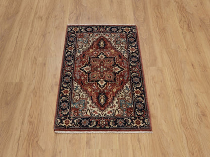 Red 2'0" x 3'0" Heriz Hand knotted Wool Rug - Sku: O091488
