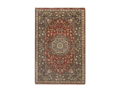 Tabriz Fine Oriental hand-knotted wool rug in Red & Brown, 2' x 3'1" — SKU O091489