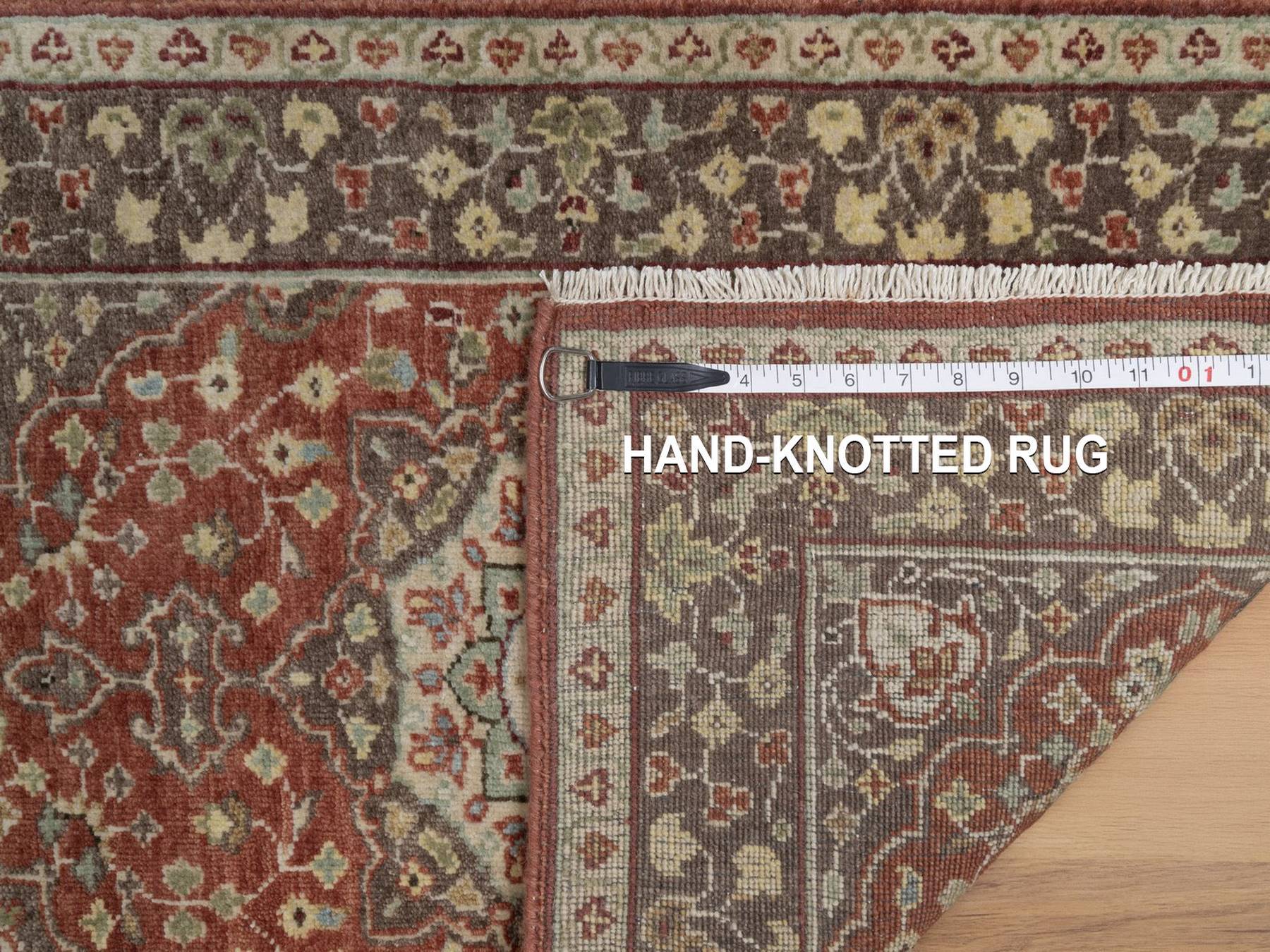 Tabriz Fine Oriental hand-knotted wool rug in Red & Brown, 2' x 3'1" — SKU O091489 (view 8)