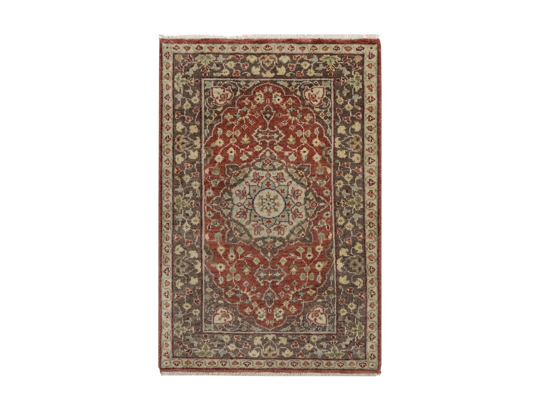 Tabriz Fine Oriental hand-knotted wool rug in Red & Brown, 2'1" x 3'1" — SKU O091490
