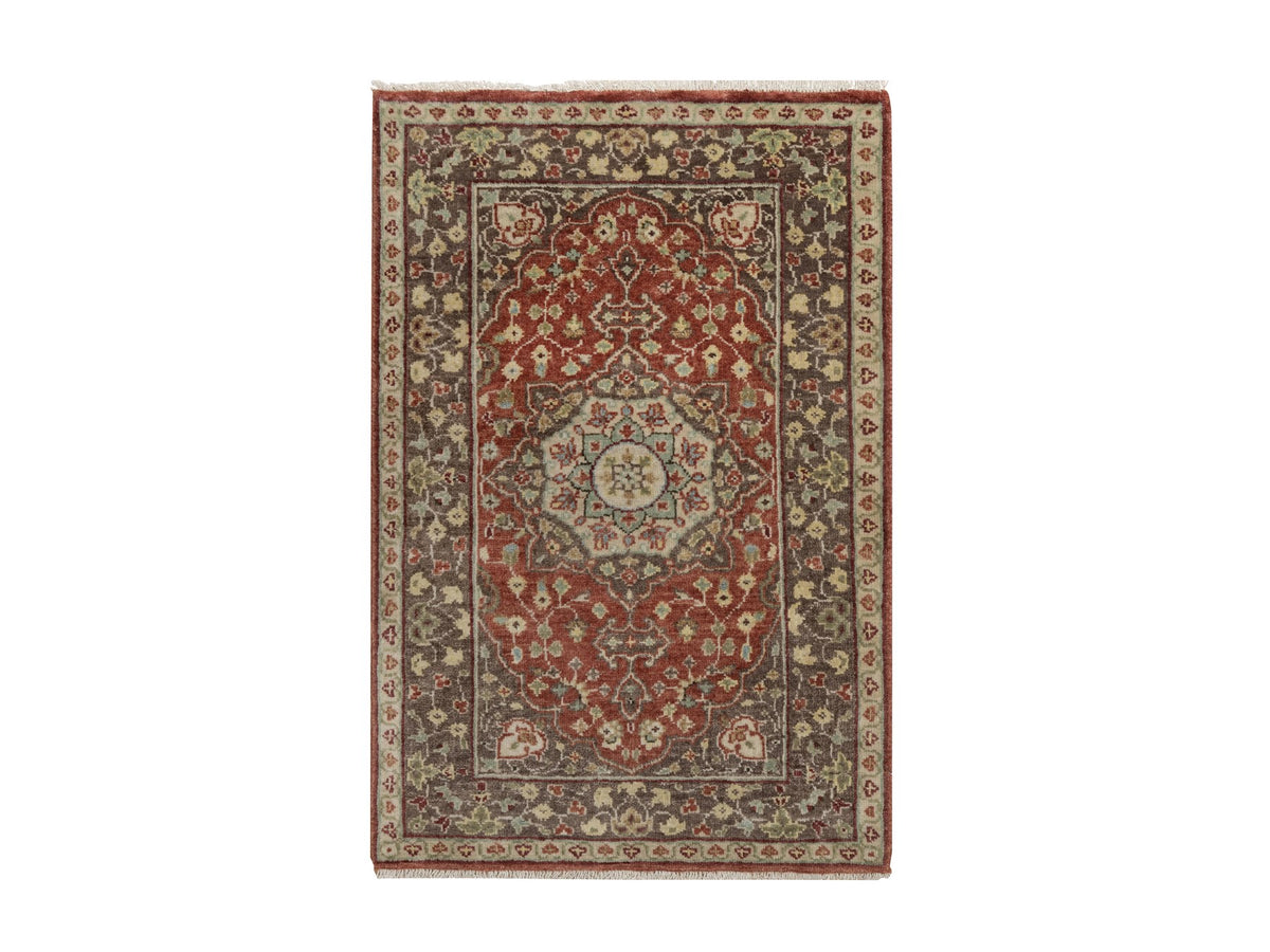 Tabriz Fine Oriental hand-knotted wool rug in Red & Brown, 2'1" x 3'1" — SKU O091490