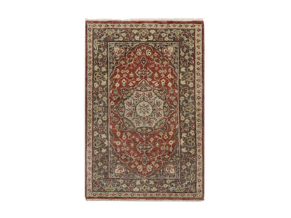 Tabriz Fine Oriental hand-knotted wool rug in Red & Brown, 2'1" x 3'1" — SKU O091490