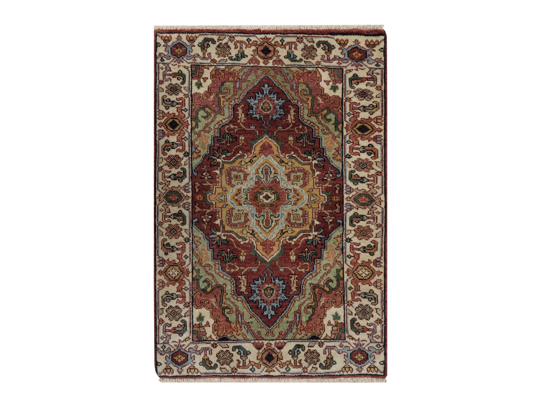Heriz Heriz hand-knotted wool rug in Red & Ivory, 2'1" x 3' — SKU O091493