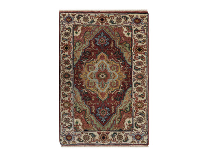 Heriz Heriz hand-knotted wool rug in Red & Ivory, 2'1" x 3' — SKU O091493
