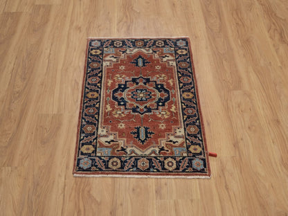 Heriz Heriz hand-knotted wool rug in Red & Midnight Blue, 2'1" x 3'2" — SKU O091496 (view 2)
