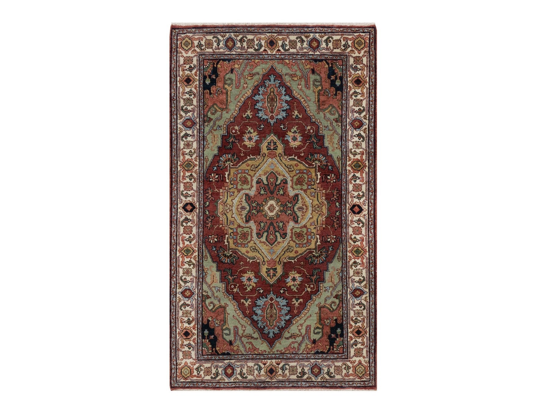 Heriz Heriz hand-knotted wool rug in Red & Ivory, 2'11" x 5'1" — SKU O091498